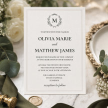 Convite de Casamento com Monograma em Verde Caçado