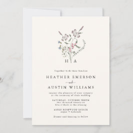 Convite de Casamento com Monograma Floral