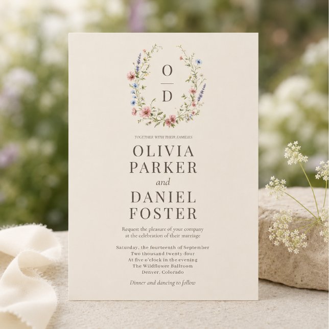 Convite de Casamento com Monograma Floral de Flore (Criador carregado)