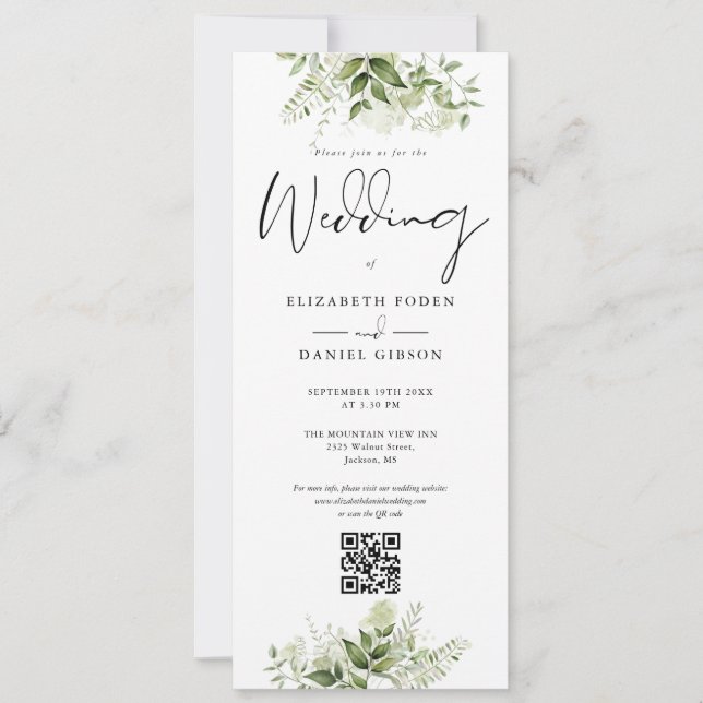 Convite de Casamento com Monograma Floral de Verdu (Frente)