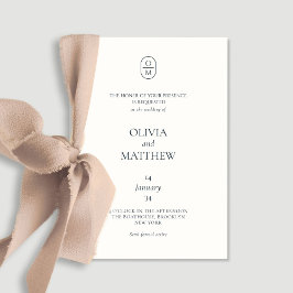 Convite de Casamento com Monograma Floral em Aquar
