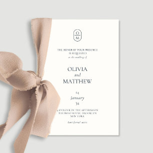 Convite de Casamento com Monograma Floral em Aquar