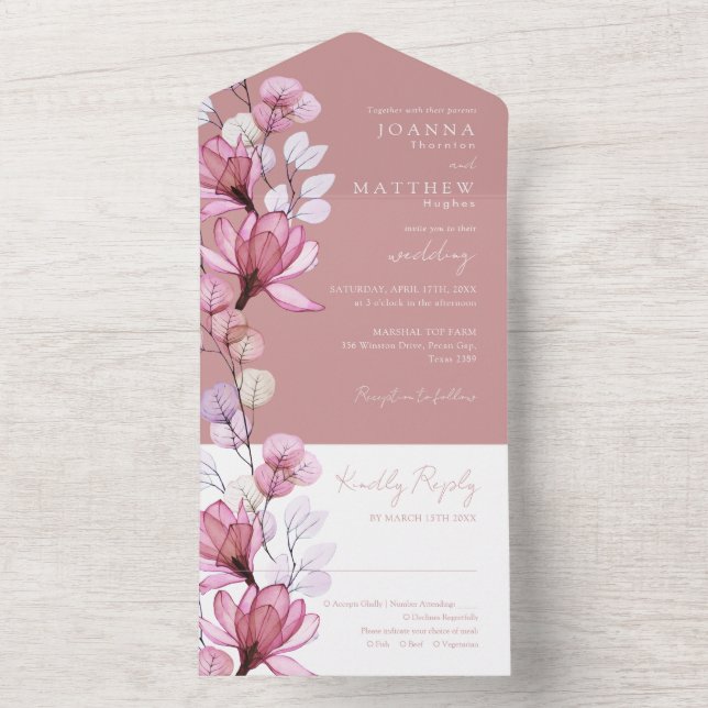 Convite de Casamento com Monograma Floral Transpar (Interno)