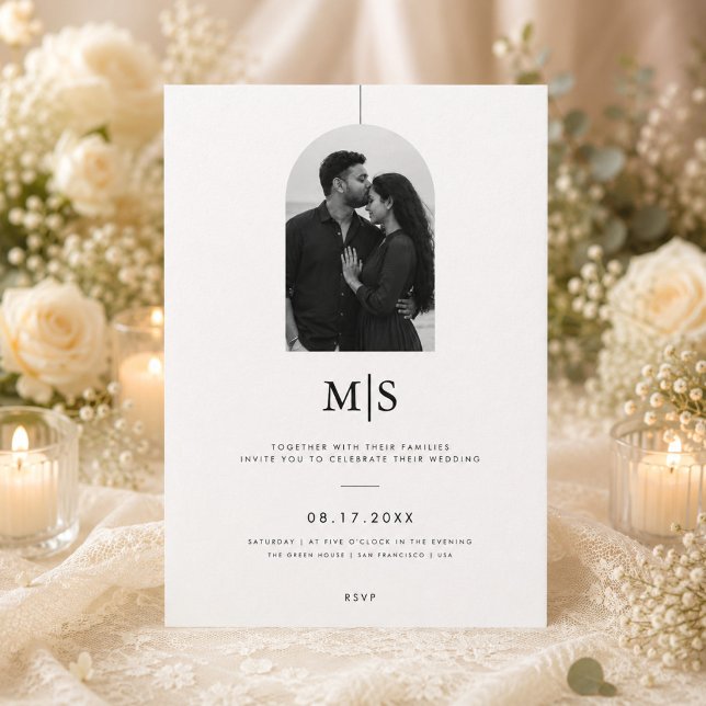 Convite de Casamento com Monograma Minimalista e F (Criador carregado)