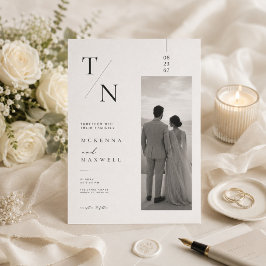 Convite de casamento com monograma moderno cartão