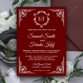 Convite de Casamento com Monograma Rebuscado em Ve