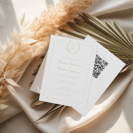Convite de Casamento com Monograma Sage Laurel e C