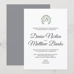 Convite de Casamento com Monograma Simples