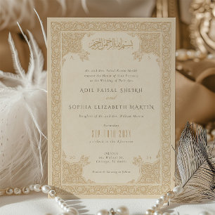 Convite de Casamento com Motivo de Renda Islâmico