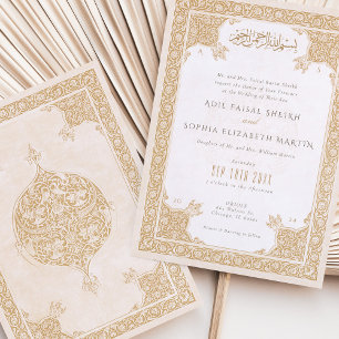 Convite de Casamento com Motivo de Renda Islâmico
