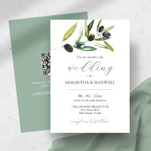 Convite de Casamento com Oliva Botânica de Código