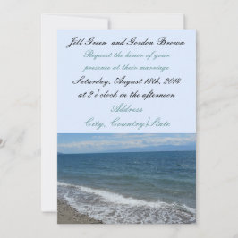 Convite de Casamento com Ondas da Praia e Oceano