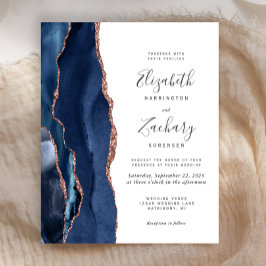 Convite de Casamento com Orçamento Azul Navy e Ága