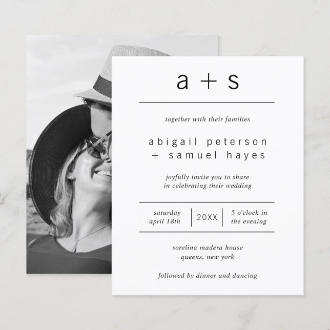 Convite de Casamento com Orçamento Mínimo e Foto (Frente/Verso)