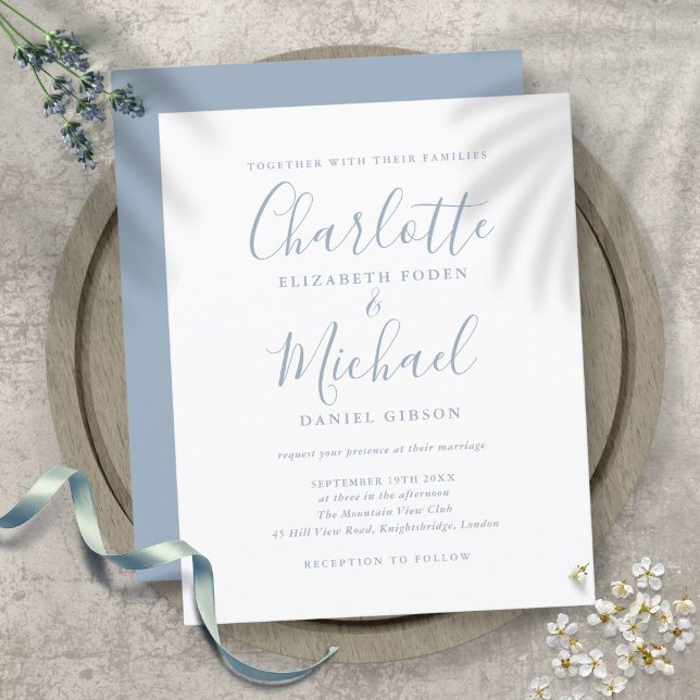 Convite de Casamento com Orçamento Simples em Azul (Criador carregado)