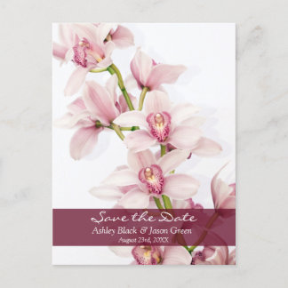 Convite de casamento com orquídea Cymbidium rosa