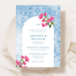 Convite de Casamento com padrão de azulejos medite