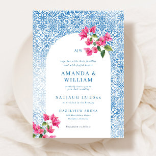 Convite de Casamento com padrão de azulejos medite