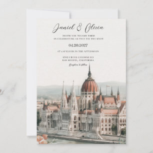 Convite de Casamento com Paisagem de Budapeste Hun