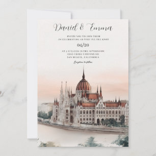 Convite de Casamento com Paisagem de Budapeste Hun