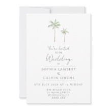 Convite de Casamento com Palmeira em Aquarela Mini