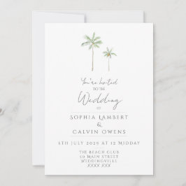 Convite de Casamento com Palmeira em Aquarela Mini