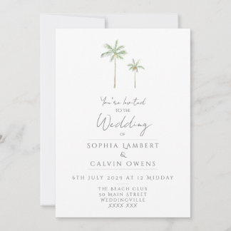 Convite de Casamento com Palmeira em Aquarela Mini