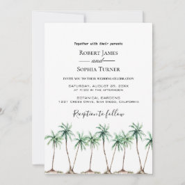 Convite de Casamento com Palmeira em Aquarela Mode