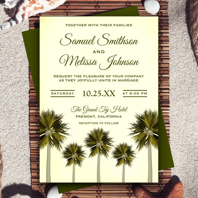 Convite de Casamento com Palmeiras Tropicais Vinta (Criador carregado)