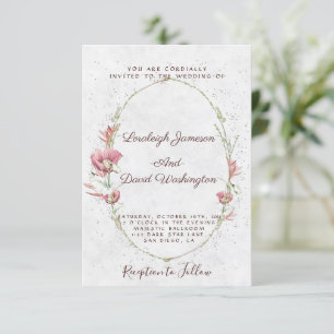 Convite de casamento com papoulas rosa orçamento