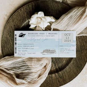 Convite de casamento com passagem de embarque de c