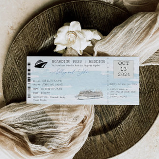 Convite de casamento com passagem de embarque de c