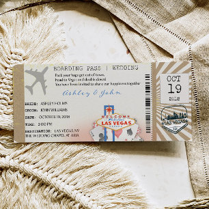 Convite de casamento com passagem de embarque Las 