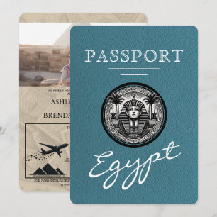 Convite de casamento com passaporte egípcio azul-t