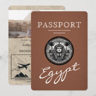 Convite de casamento com passaporte egípcio marrom