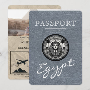 Convite de casamento com passaporte egípcio pratea