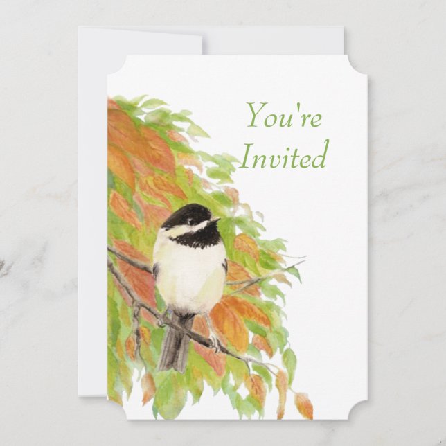 Convite de Casamento com Pintura aquarela de Outon (Frente)