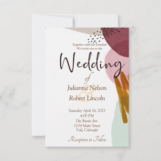 Convite de casamento com pintura em estilo moderno (Frente)
