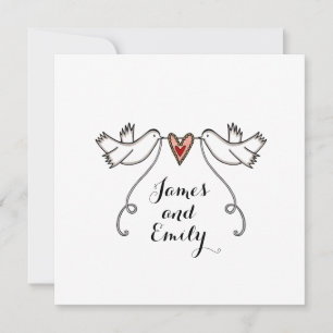 Convite de Casamento com Pombas Brancas Personaliz