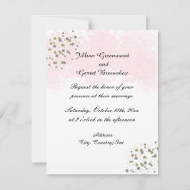 Convite de Casamento com Pontos Rosa e Dourado