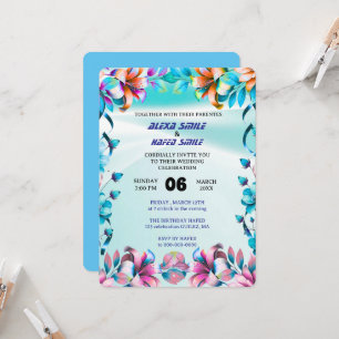 Convite de Casamento com Porta Dobrável de Flor Si