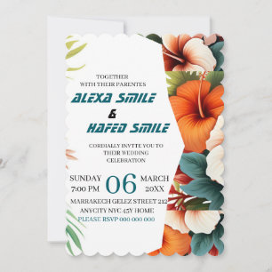 Convite de Casamento com Porta Dobrável de Flor Si