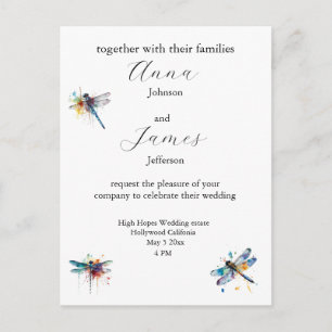 Convite de Casamento com Postcard de Libélula