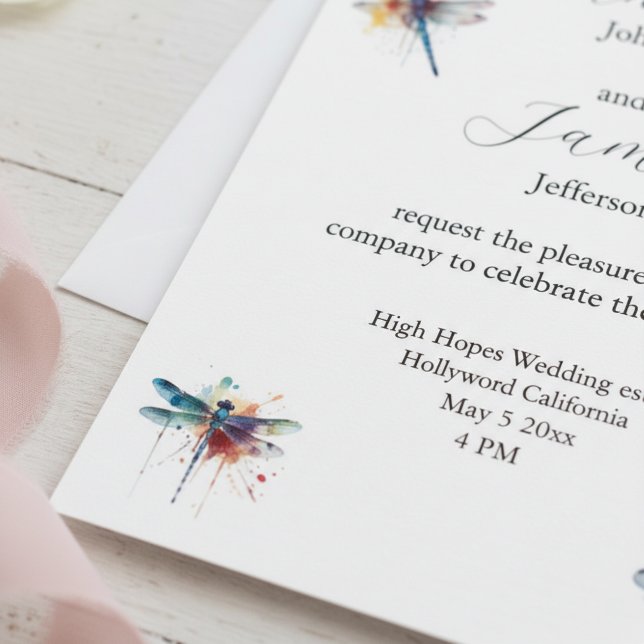 Convite de Casamento com Postcard de Libélula (Criador carregado)