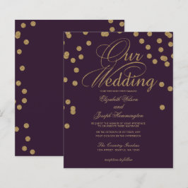 Convite de Casamento com Purpurina Confete Lilás O