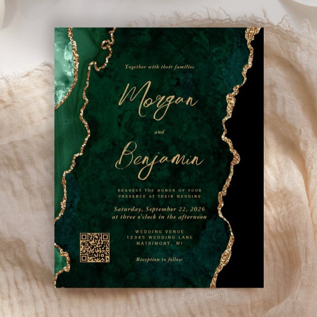 Convite de Casamento com QR Code de Ágata Esmerald (Criador carregado)
