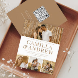 Convite de Casamento com QR Code e 4 Fotos Moderno