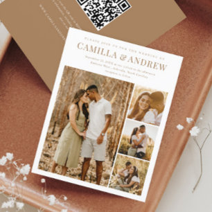 Convite de Casamento com QR Code e 4 Fotos Moderno