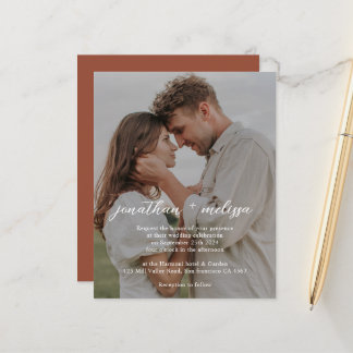 Convite de Casamento com QR Code Elegante Terracot