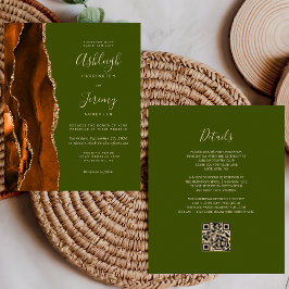 Convite de Casamento com QR Code em Ágata Oliva Ec
